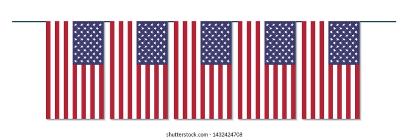 Bunting Flag, Flag of america For decorating the Declaration of Independence day, United State of America, 4 july, Illustrator, eps 10
