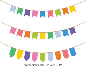 Bunting Flag Colorful Birthday Vector Flat