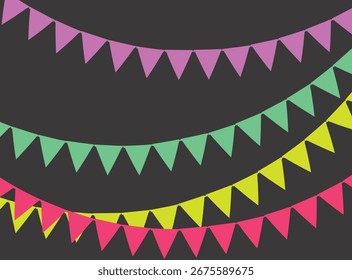Bunting flag illustration with various color