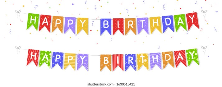 Bunting flags banner with happy birthday letters