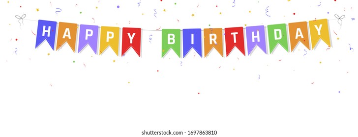 Bunting flags banner with happy birthday letters