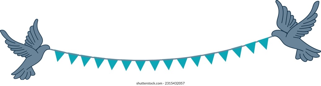 bunting flags with birds, vector