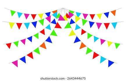 Bandeiras de bunting, bandeiras de festa de carnaval, decoração vetorial do festival. Design de ilustração vetorial.