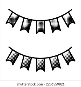 Bunting Flags, Celebration, Party Decoration Item Vector Art Illustration