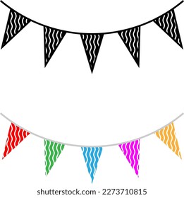 Bunting Flags, Celebration, Party Decoration Item Vector Art Illustration
