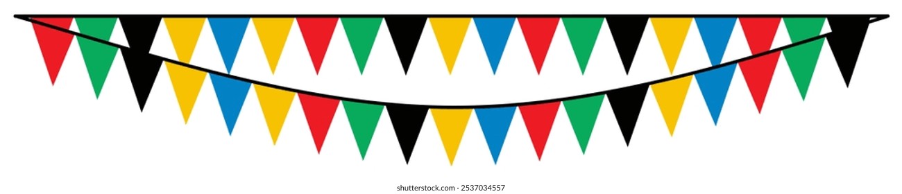 Bunting Flags, Celebration, Party Decoration Item Vector Art Illustration.