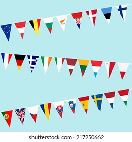 Bunting of flags from European Union