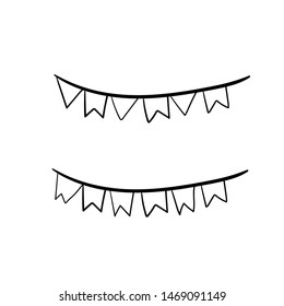 Bunting flags hand drawn doodle