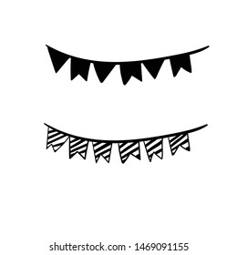 Bunting flags hand drawn doodle