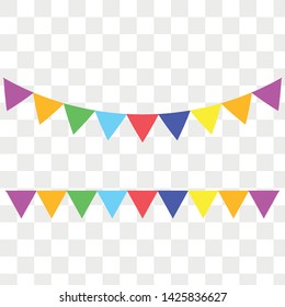 Bunting flags for happy birthday or holidays flat style design. Vector celebrate background party flags.