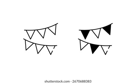 Diseño de icono de banderas Bunting con fondo blanco