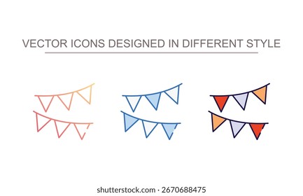Bunting Fahnen Symbol-Design mit weißem Hintergrund Stockgrafik