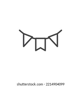 Bunting flags line icon. linear style sign for mobile concept and web design. Party flags outline vector icon. Symbol, logo illustration. Vector graphics