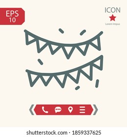bunting flags line icon, outline vector illustration.
