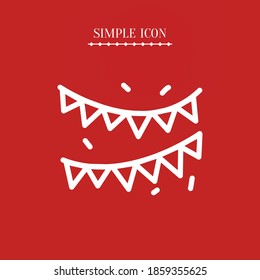 bunting flags line icon, outline vector illustration.