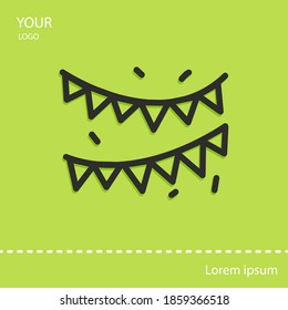 bunting flags line icon, outline vector illustration.