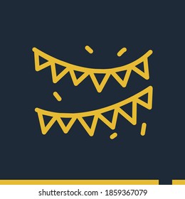 bunting flags line icon, outline vector illustration.