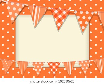Bunting flags on an orange polka dot frame