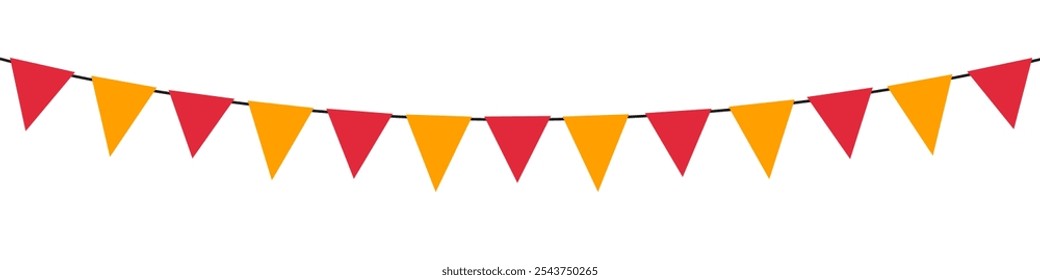 Bunting flags on white background. Design elements of fall concept for Thanksgiving Day and Autumn season.