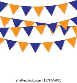 bunting flags orange blue color