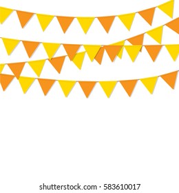 bunting flags orange color background isolated vector