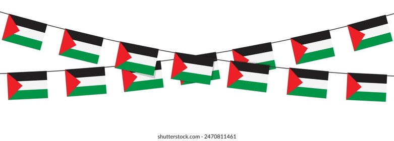 Bunting flags of Palestine flag on white background.