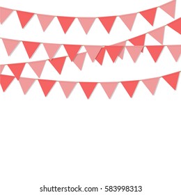 bunting flags pink color background isolated vector