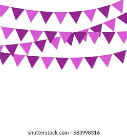 Bunting Flags Purple Color Background Isolated Vector