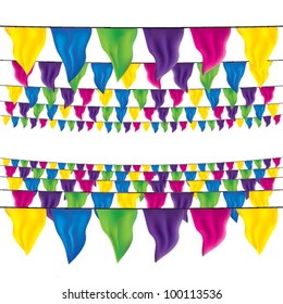 bunting flags set, top view and bottom view