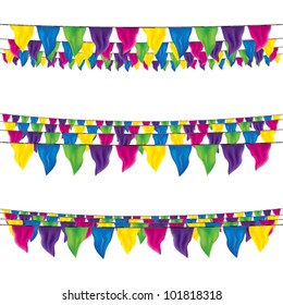 bunting flags set, top view, bottom view