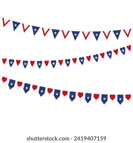 Bunting Flags of TEXAS Isolated on white Background. vector illustration.