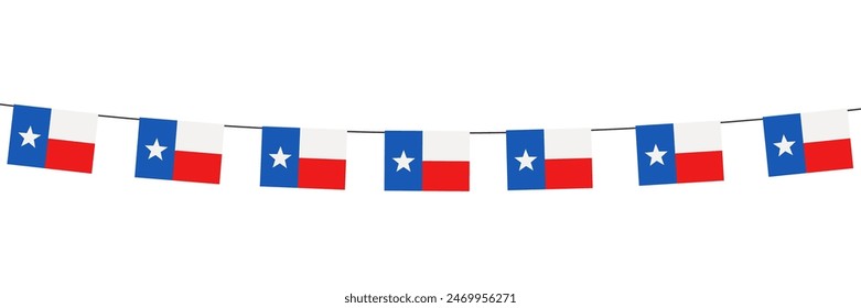 Bunting Flags of TEXAS Isolated on white Background. vector illustration.