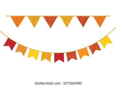Bunting flags vector. Decorative banners on white background. Festa Junina decoration.