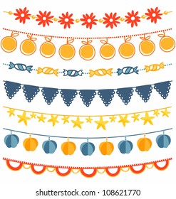 Bunting and garland decoration vector set