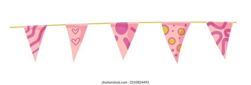 Bunting garland doodle. Rabiscar guirlanda de aniversário de bandeiras. Festival ou Natal festa de bunting decoração de borda.