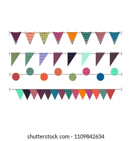 Bunting garland flag vector background birthday illustration carnival party decoration