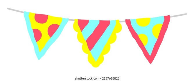 Bunting garland of flags cartoon illustration