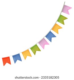  bunting garland flags on white isolated background