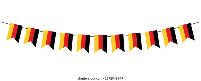 bunting garland, german flag pennants, germany patriotic banner, vector decorative element, wimpelkette deutschland