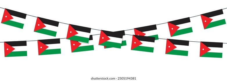 Bunting garland with Jordan flags, vector decorative element. Independence Day of Jordan concept.