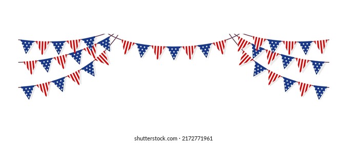 Bunting garland (pennant flags) decoration illustration | American flag