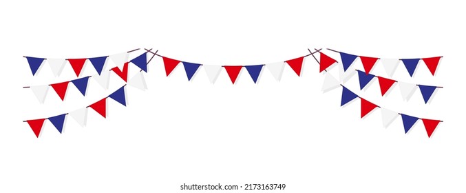 Bunting garland (pennant flags) decoration illustration | French flag