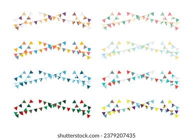 Bunting garland (pennant flags) decoration illustration set