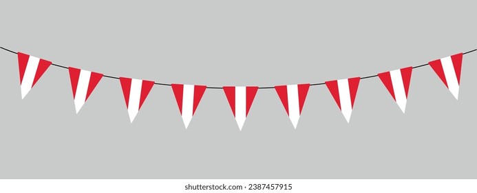 bunting garland with Peruvian pennants, string of triangular flags, Peru pennants, vector decorative element