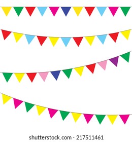 Bunting and garland set. Colorful festive flags. Vector illustration. Elements for celebrate, party or festival design.