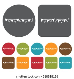 bunting and garland streamer flags icon set. Vector Illustration eps10. 

