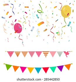 Bunting garlands and confetti