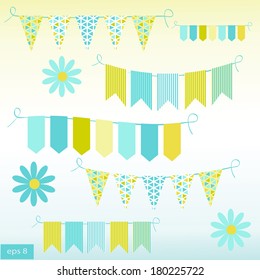 Bunting and garlands, vector illustration.