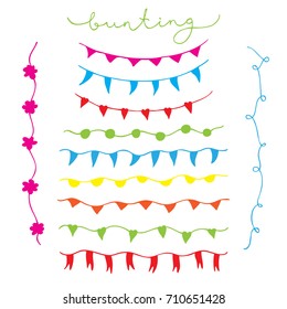 bunting and garlands, vector illustration.