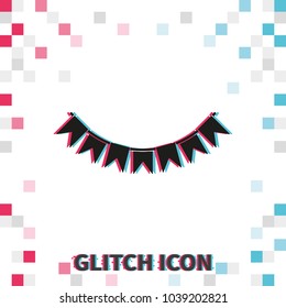 Bunting  glitch effect vector icon.